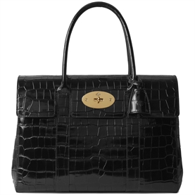 Mulberry Bayswater Black Shiny Small Croc